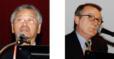 TAMAI Memorial Lectureで講演するAntonio Colombo氏(右)と座長の加藤 修氏